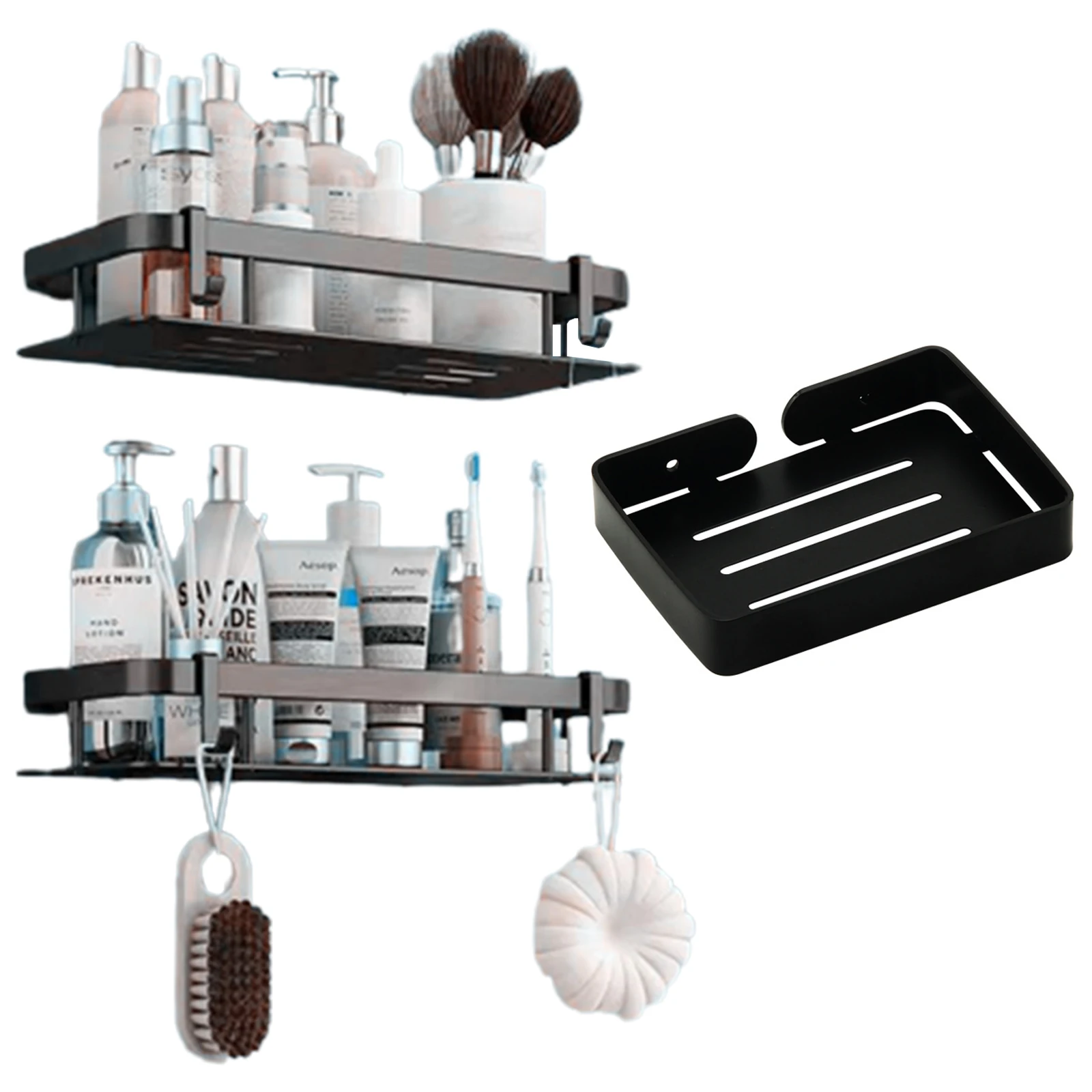 

3PCS Aluminum Bathroom Shelves No-Drill Corner Shelf Shampoo Holder For Shower Kitchen Bathroom Organizer Bathroom Accessories