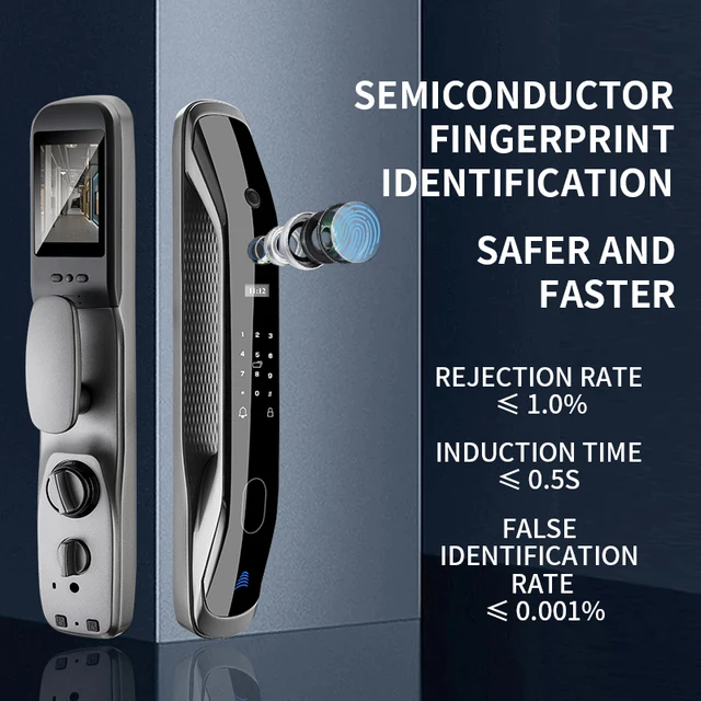 Biometric Fingerprint Lock Security Smart Door Lock Password Electronic Locks Key IC Card Unlock APP Camera Electronic Lock 4