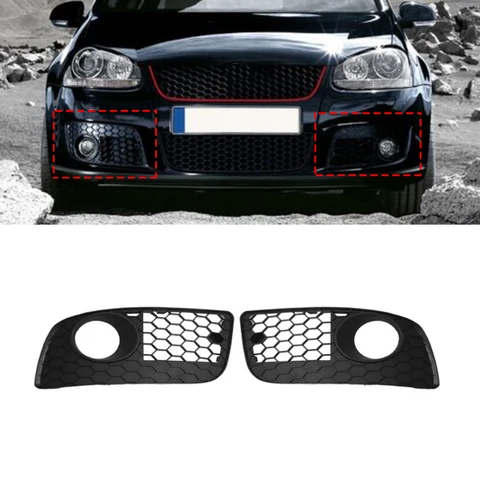 Front Bumper Fog Light Mesh Grille Honeycomb Type Grill Cover for VW Golf 5 MK5 GTI 2006-2009 ABS Black