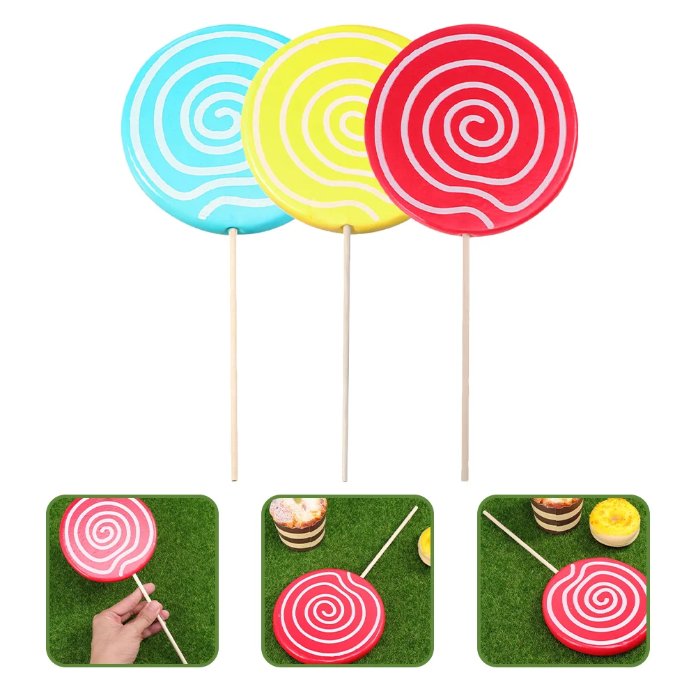 

3pcs Lollipop Prop Fake Lollipop Model Decor Kids Toys Wedding Photo Props