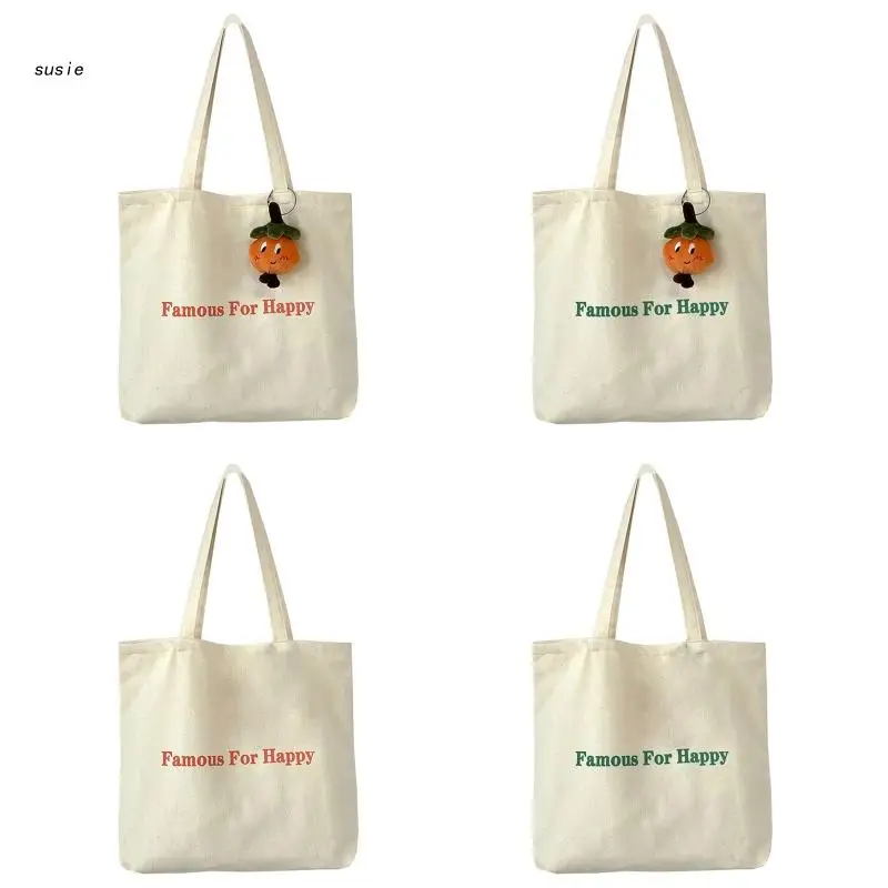 

Холщовая Сумка-тоут с молнией и внутренним карманом, моющаяся сумка для продуктов с буквами