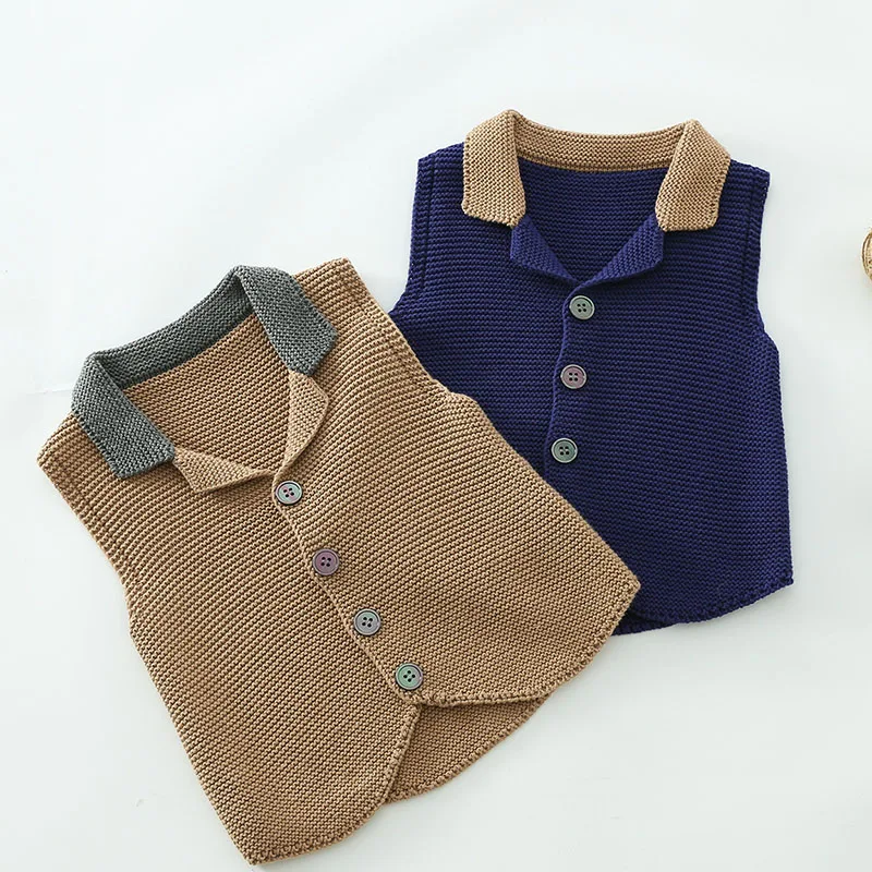

Toddler Baby Boys Girl Knitted Cardigan Infant Baby Vest Autumn Spring Newborn Baby Boys Girls Sleeveless Knitted Vest Coat