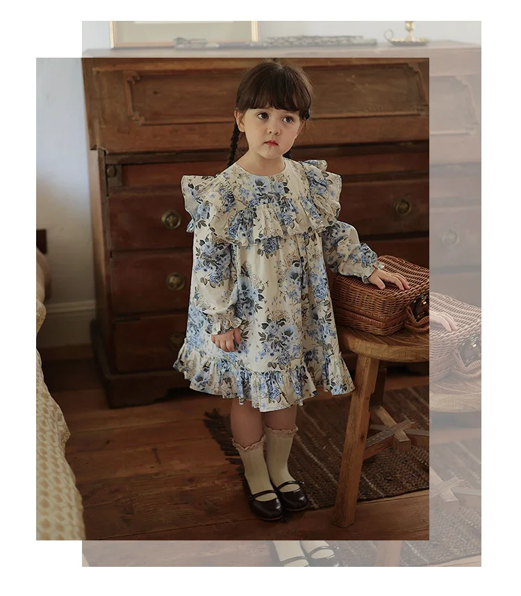 

Girls' Dress 2023 Spring Autumn Children's Long Sleeve Printed Dress Fashion 2-7 Year Old Girls' Dress Toddler Princess Dress
