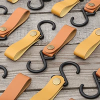 5pcs portable outdoor hook camping s shaped leather storage hook keychain pu hanging buckle triangle rack hook