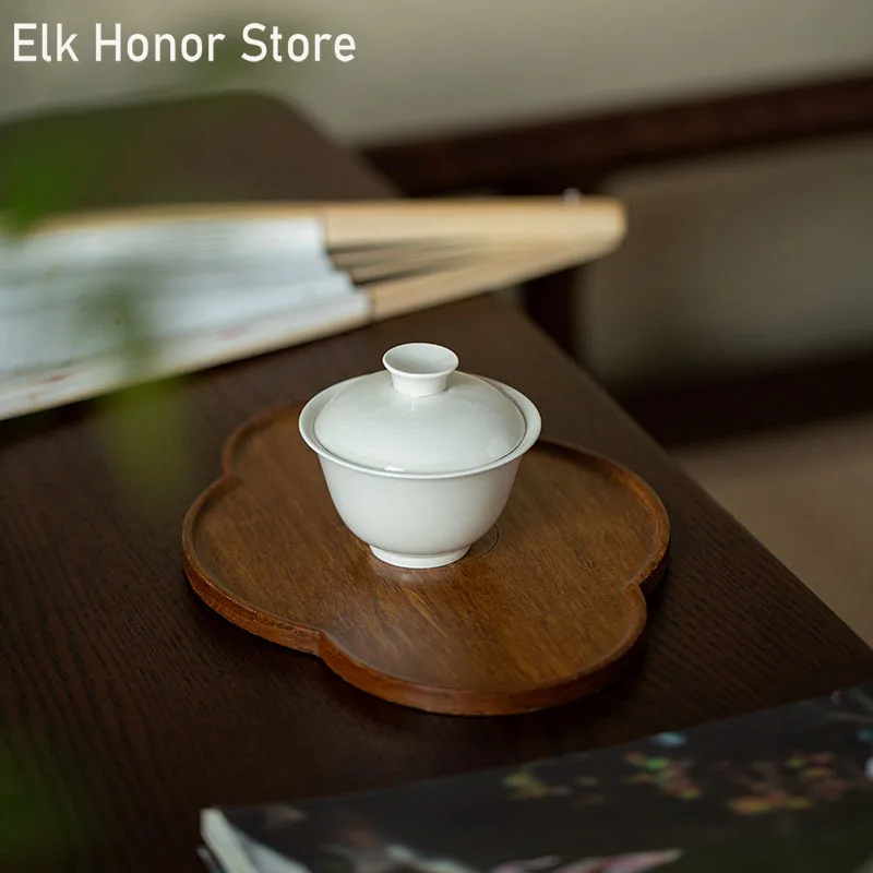 

85ml Japanese Plant Ash Ceramic Tea Tureen Tea Maker Single Covered Bowl Household Tea Bowl With Cover Kung Fu Hand Grasp Teaset