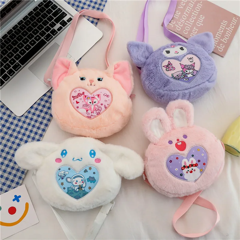

Sanrio Plush Bag Cute Cartoon Figure Hello Kitty Kuromi Cinnamon Handbag Shoulder Bag Anime Fashion Backpack Girls Birthday Gift