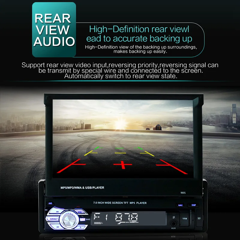 Автомобильный радиоприемник 1 DIN 7 'ɺndroid Carplay Dongle Mirror Link Телескопический