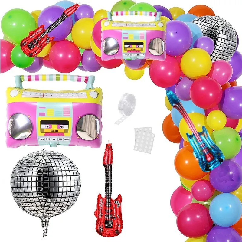 

80s 90s Party Decorations Rainbow Roller Skate Ballon 4D Disco Ballons Explosion Star Foil Balloons Retro Theme Birthday Decor