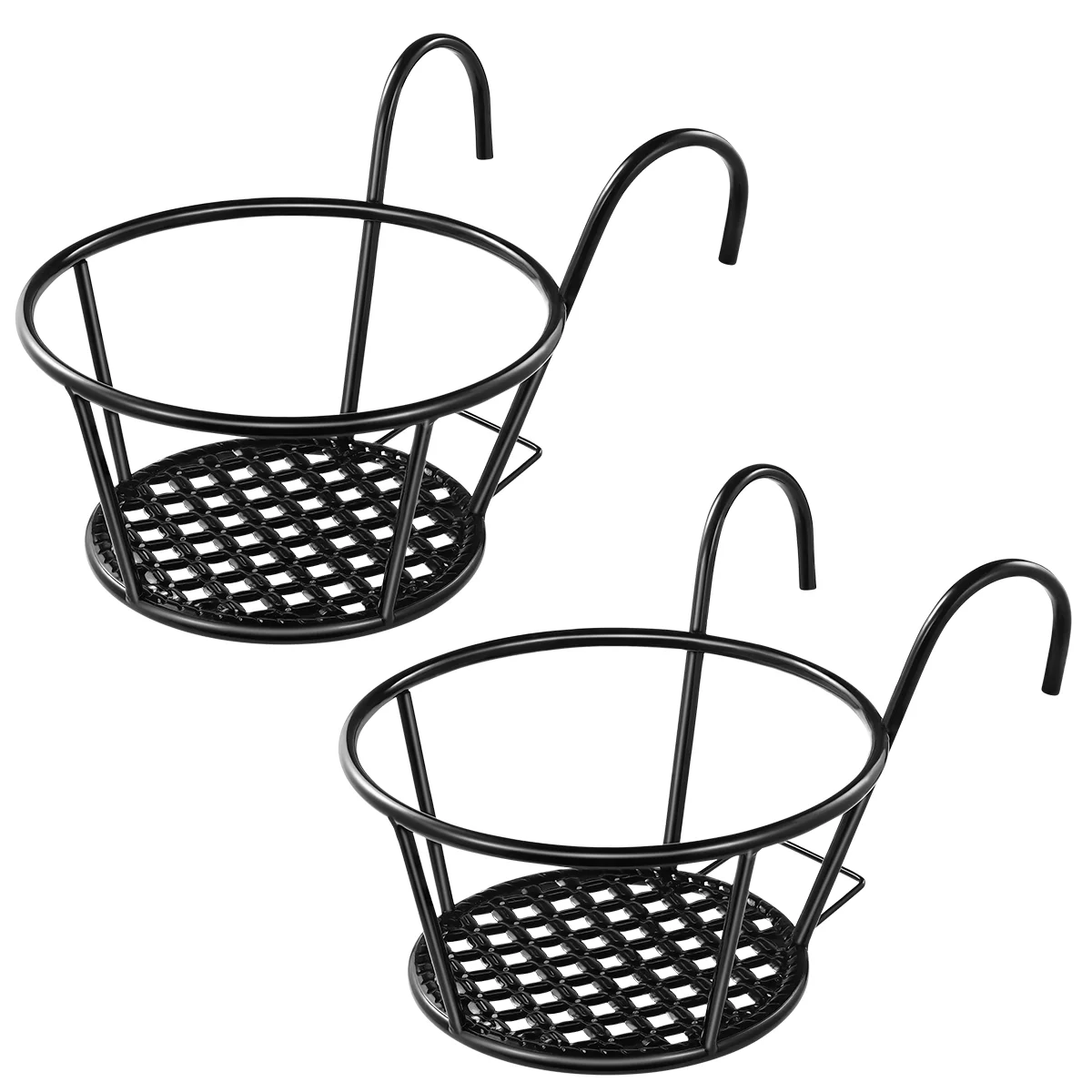 

Round Metal Hanging Railing Planters, 2PCS Hanging Planters Basket, Hanging Baskets Flower Pot Holder for Patio Balcony Porch