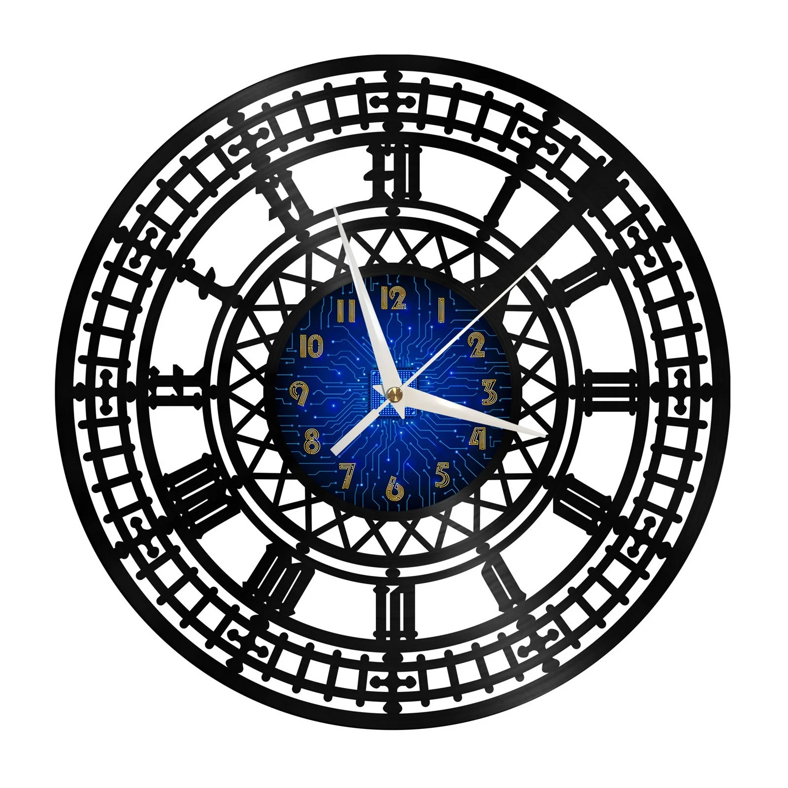 

Roman numerals Vinyl Record Wall Clock for Kitchen Wall Decor Wall Art