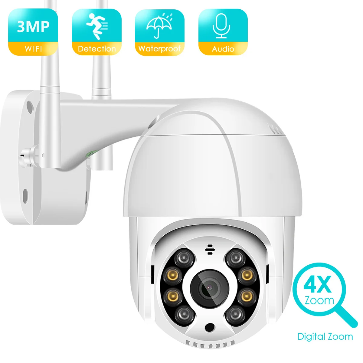 

WiFi 3MP 2MPSecurity Camera Outdoor PTZCamera Human Detect Color Night Vision Audio Talk CCTV Surveillance P2P IP Camera Genuine
