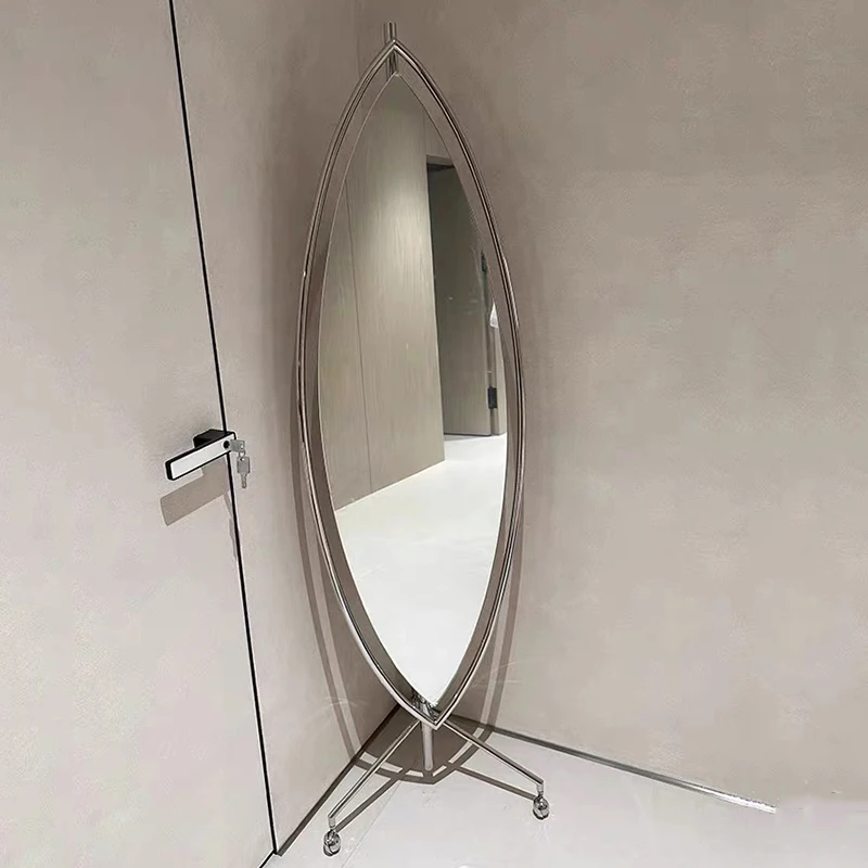 

Полноразмерное зеркало из нержавеющей стали для спальни, роскошное напольное косметическое зеркало неправильной формы, современный дизайн, зеркало для макияжа, большое зеркало, эстетическое украшение комнаты