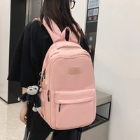 est new solid color large waterproof nylon pupil schoolbag girls pink kawaii school backpack shoulders casual bolsa mochila bags