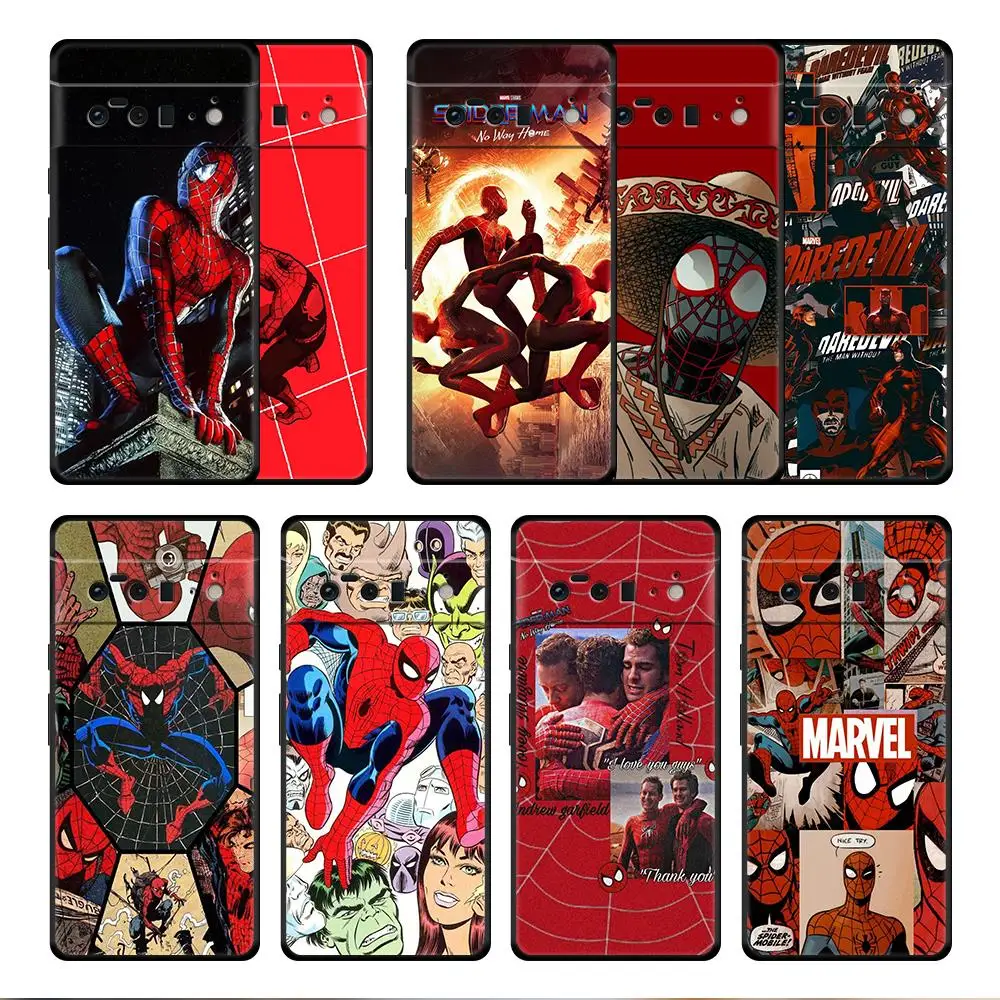 

Marvel Spiderman Red Case Cover for Google Pixel 6 6Pro 5a 4a 3 4 XL 5 Pro 4G 5G 4XL Back Protection Official Funda Style