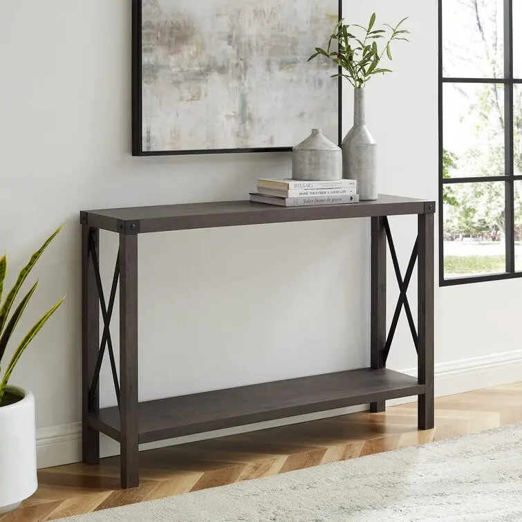 Фото Konsolen Tisch Für Denendomangs Wohnzimmer Einfaches Modernes Design Industrieller Xoangs Tisch Mit Regalen Möbel Wohnzimmer Kons №3