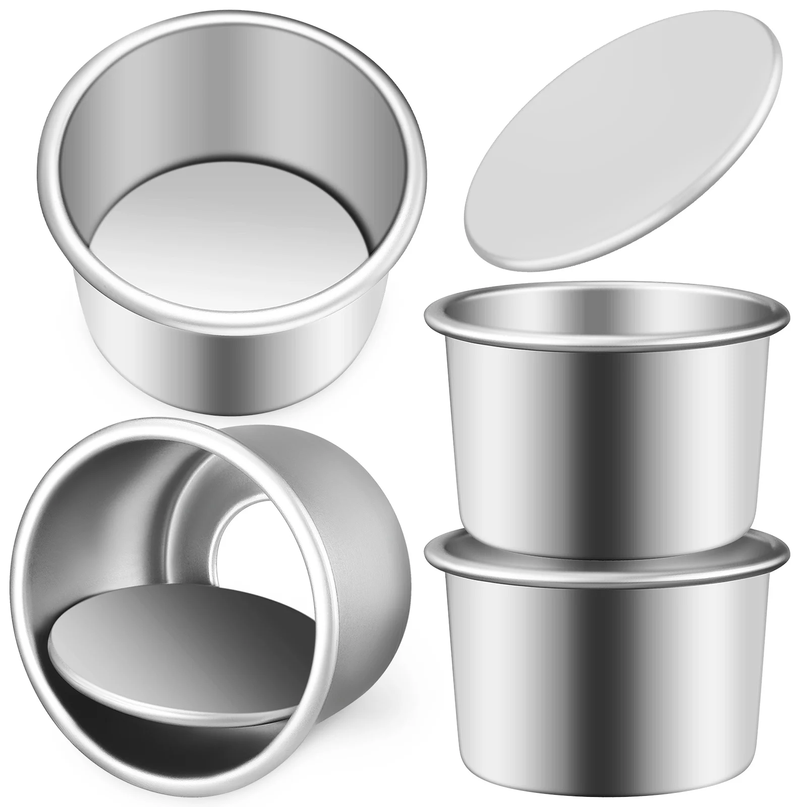 

4 Pcs Cake Mold Pan Round Mini Cakes Fengmo Small Tins Baking Bakeware Aluminum Alloy Pans For Bread tray