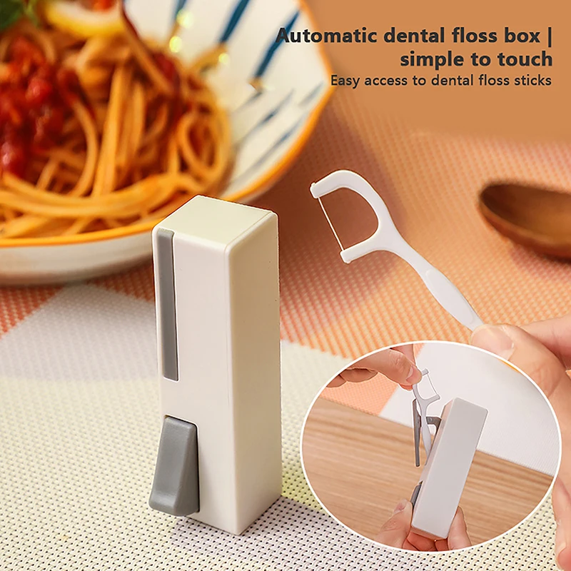 

1 Set Plastic Automatic Portable Teeth Flosser Storage Box Floss Pick Dispenser Convenient Practical Great For Traveling Camping