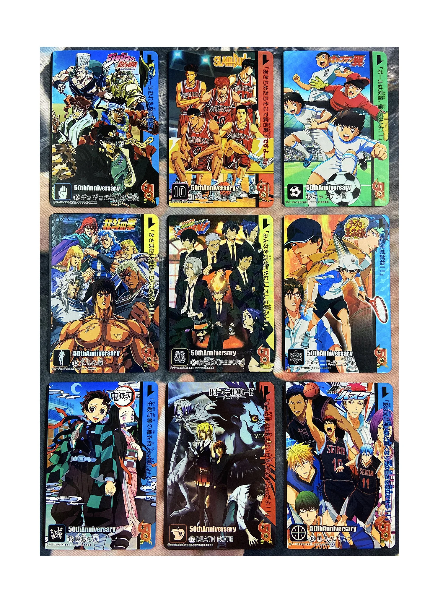

9pcs/set Jump 50th Anniversary Weekly Shonen Demon Slayer Slam Dunk No.2 Hobby Collectibles Game Anime Collection Cards