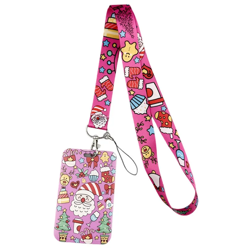 Розовый отец Рождественский брелок на шею ожерелье лямки ленты аниме мультяшный