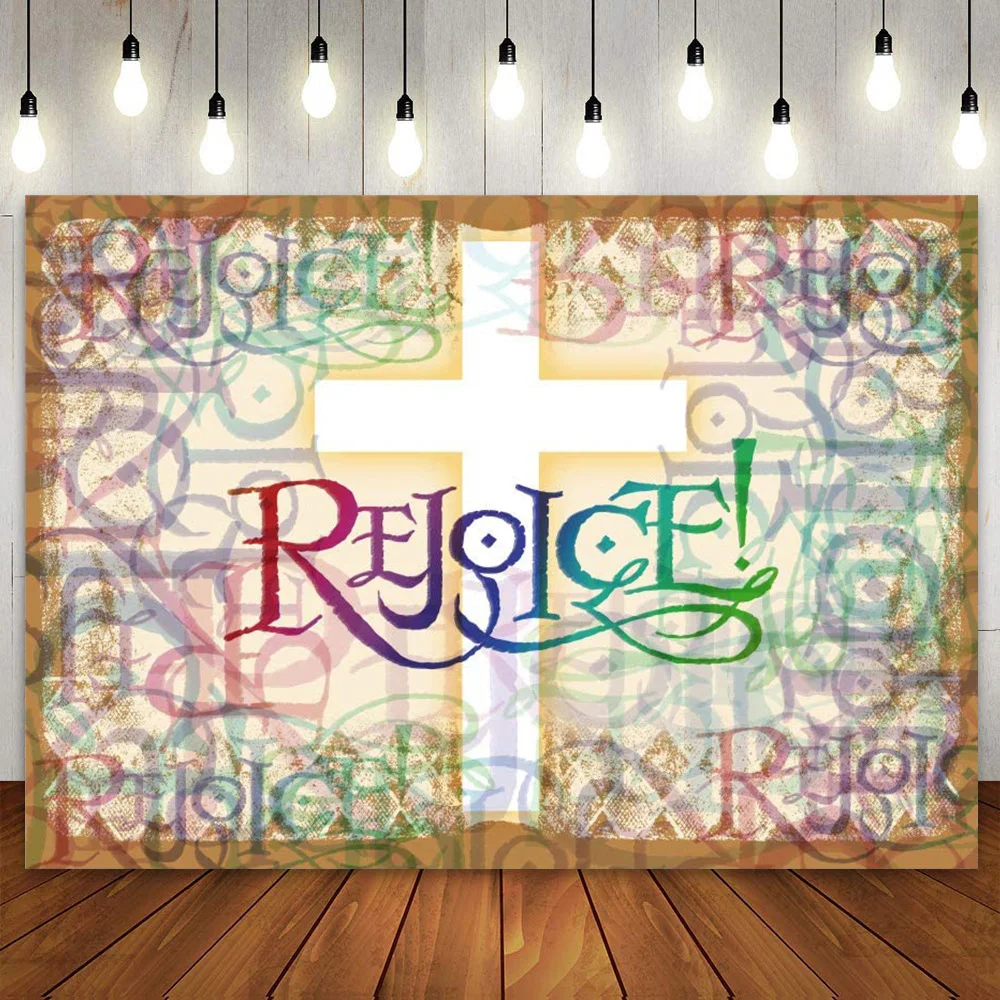 

Christian Church Jesus Christ God Bless Baptism Photography Background Cross Graffiti Stained Glass Backdrop for Baby Shower