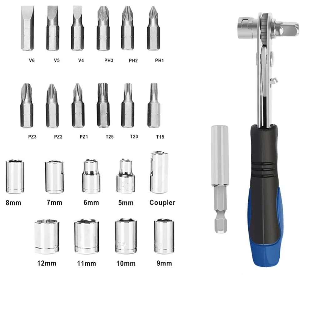 

23 In 1 Mini Ratchet Bits Sockets Extension Rod Screwdriver Magnetic Set Universal Electric Device Repair Maintenance Tool Kit T