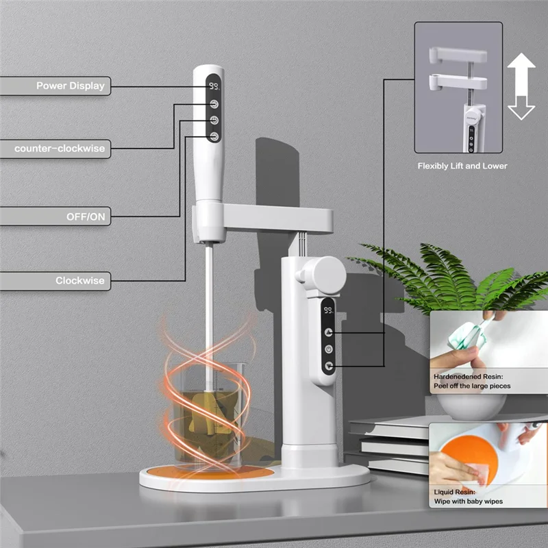 

A93Z Электрический миксер для смолы Миксер для эпоксидной смолы с электрической подставкой для форм для смолы, красок, инструментов для смолы, DIY