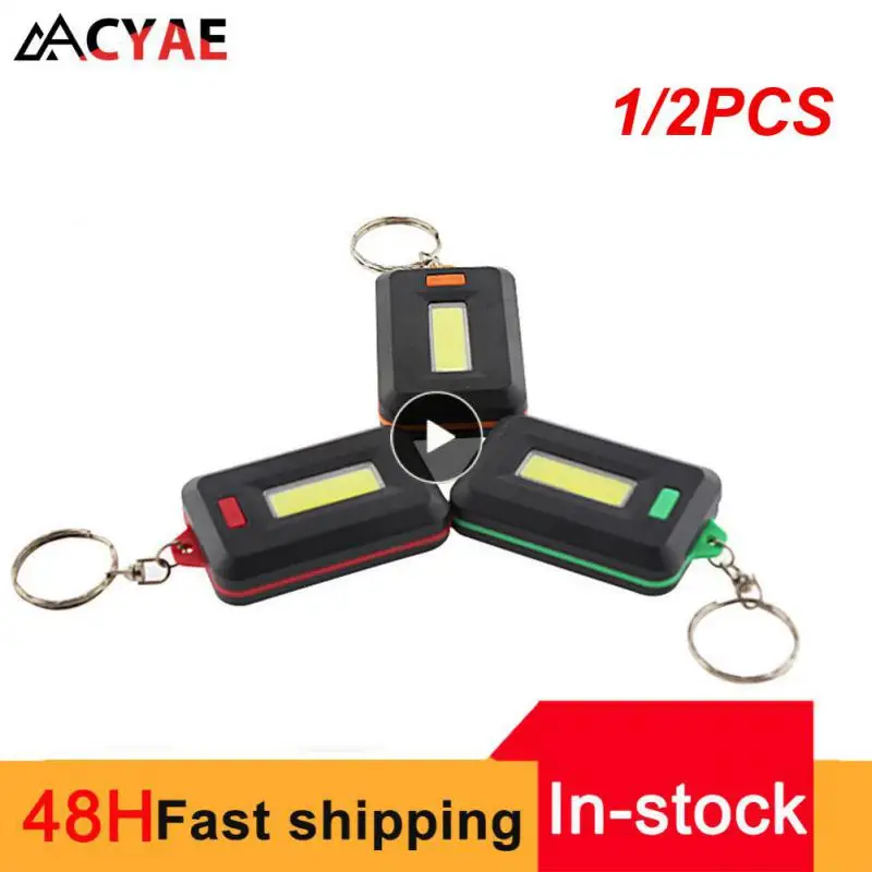 

1/2PCS Outdoor Portable Night Light COB LED Flashlight Keychain Camping Hiking Fishing Safety Light Lamp Key Ring Emergency