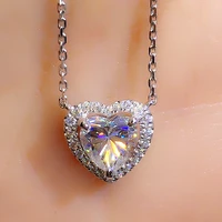 caoshi chic heart pendant necklace for women shiny crystal cz delicate bridal jewelry elegant young lady engagement accessories