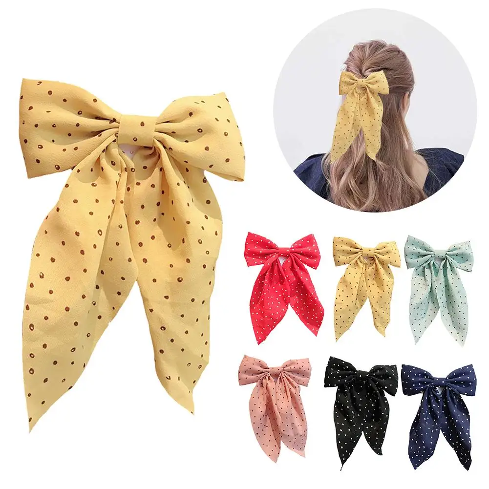 Новинка стильные волнистые заколки в горошек с большим бантом простые
