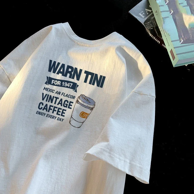 Хлопковый креативный топ в гонконгском стиле для мужчин и женщин с коротким