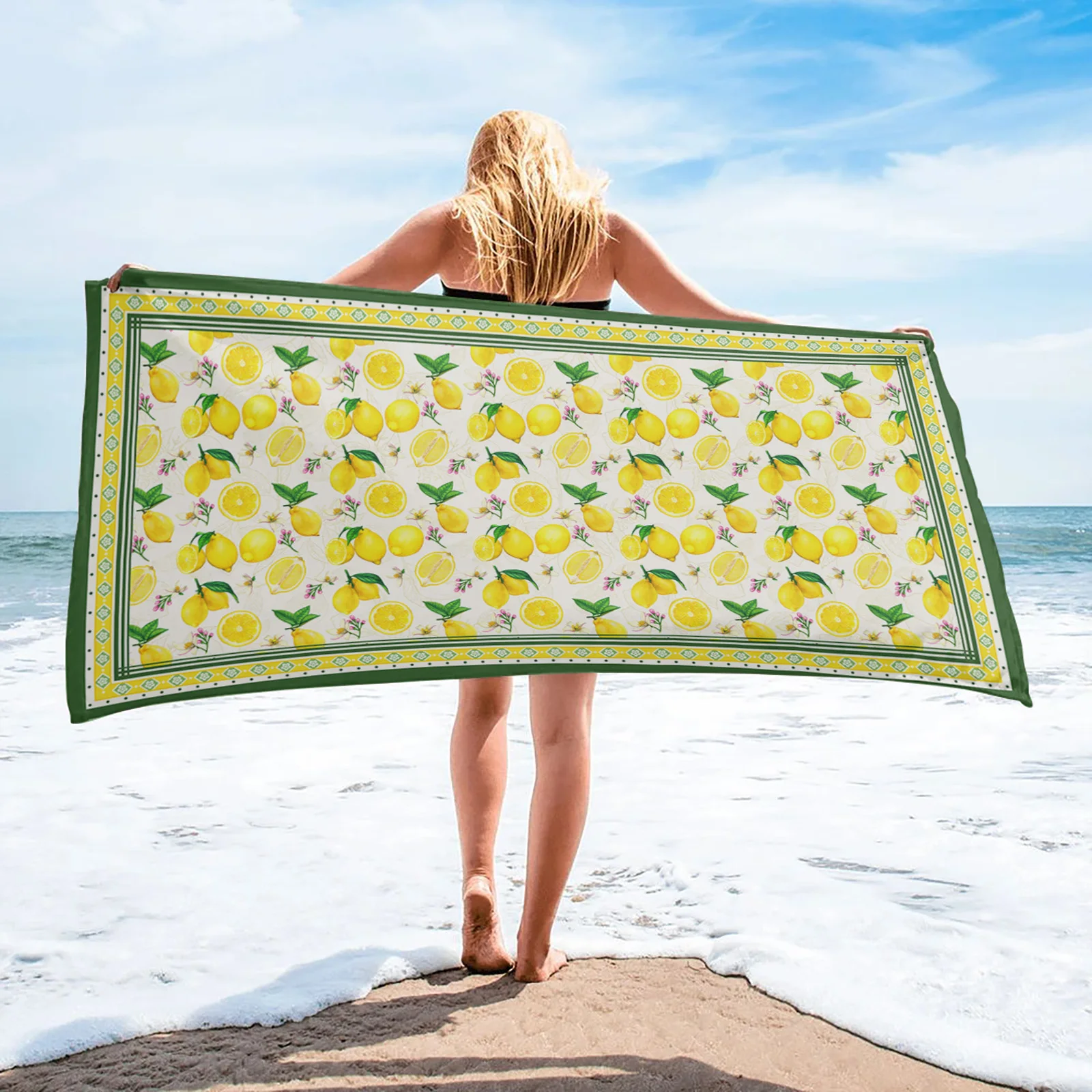 

Summer Idyllic Fruit Lemon Bath Towels for Adults Microfiber Swim Sport Bath Towel Outdoor Camping Beach Towel