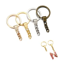 5pcs key ring key chain with 30mm ring rhodium bronze gold color plated 50mm long round split keychain keyrings accessories