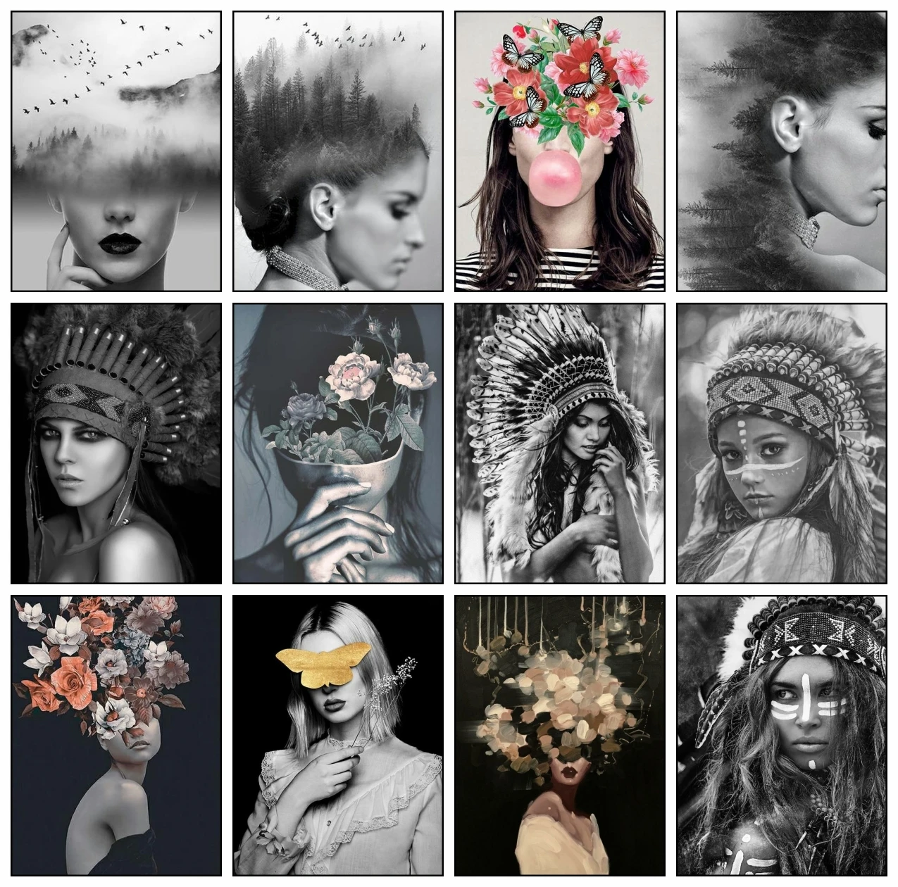 

AZQSD Coloring Picture By Numbers Woman Girl Flower Canvas Art Frameless Painting By Numbers Portrait Handpainted Wall Decor