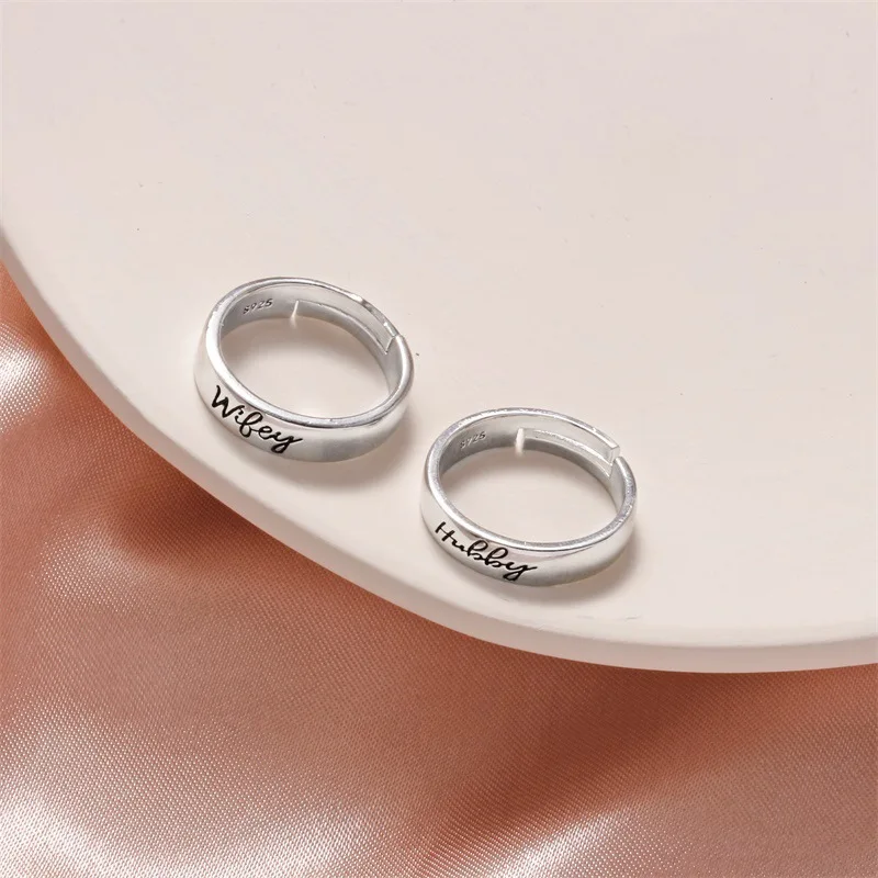 

2pcs Letter Couple Ring for Women Men Fashion Simple Opening Adjustable Ring Fashion Jewelry Girlfriend Valentine's Day Gift