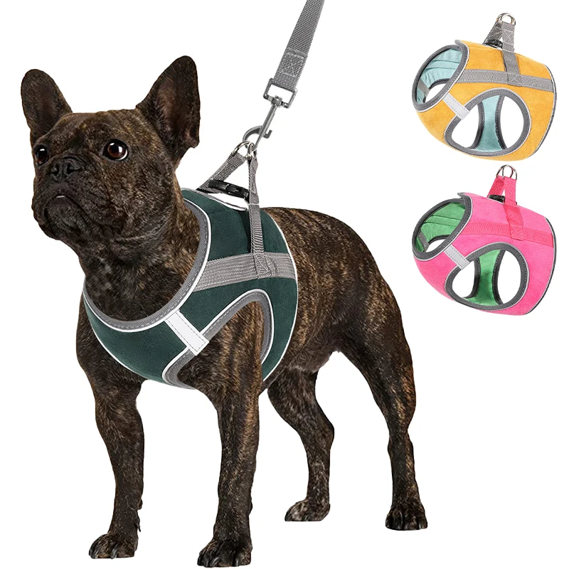 

Durable Puppy Cats Harness Vest Suede Pet Chest Straps With Leash For Small Dogs Kitten French Bulldog Collar Dogs Walk Supplies