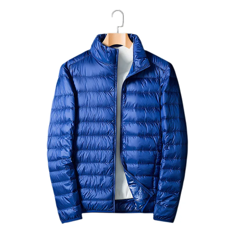 Winter Men's Down Jacket New Solid Color Zipper Jacket White Duck Down Men's Winter Jacket Large Size Loose Men's Clothing M-4XL