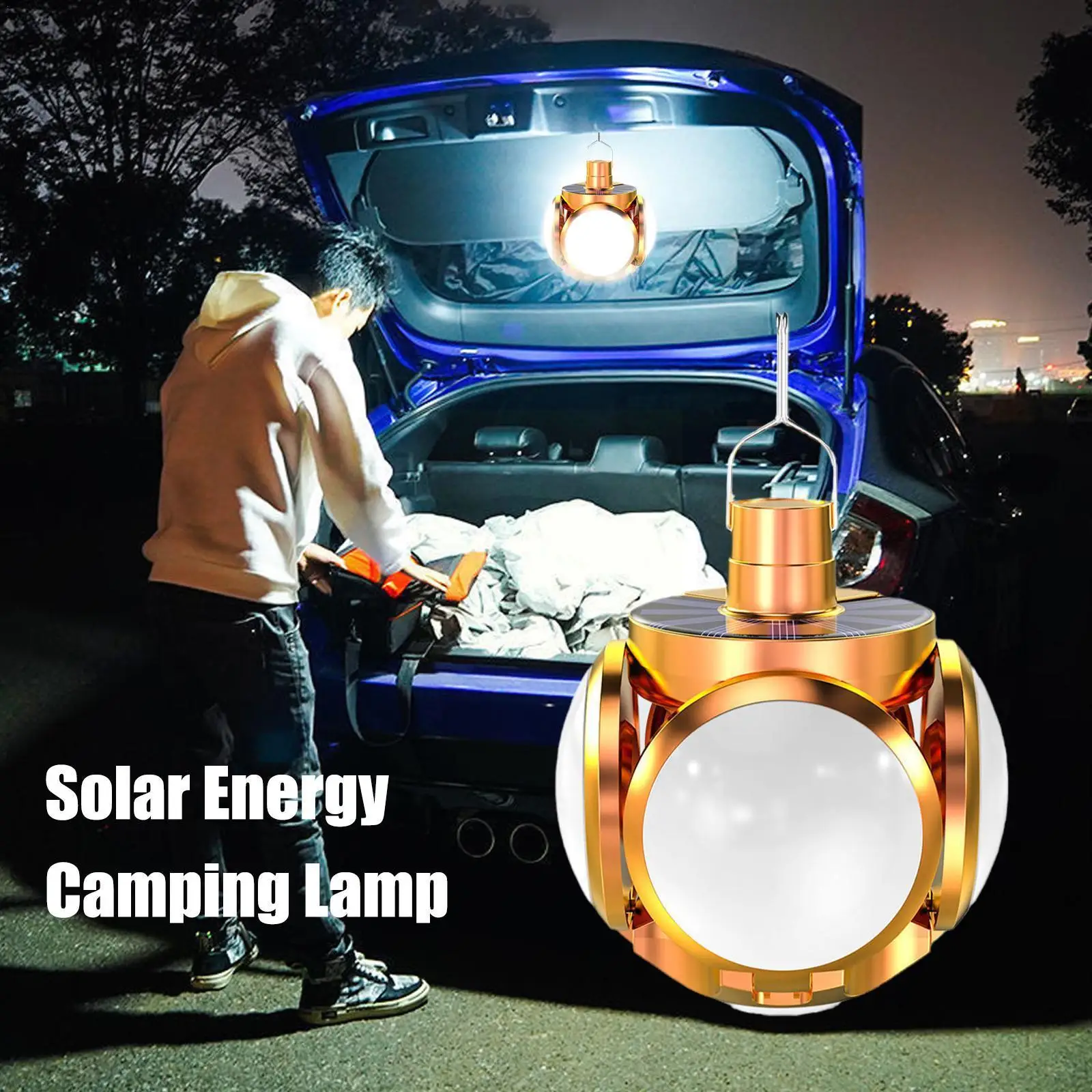 

Golden Solar Rechargeable Bulb Power Failure Emergency Stall Lamp Energy-saving Market Household LED Football Night Foldabl M5Z5