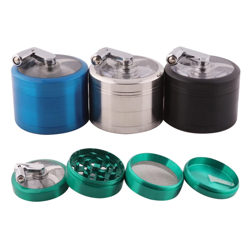 

63mm Hand Crank Herbal Crusher Tobacco Grinder Smoke Manual Herb Zinc Alloy Layer Grinders Spice Mill Cigarette Accessories