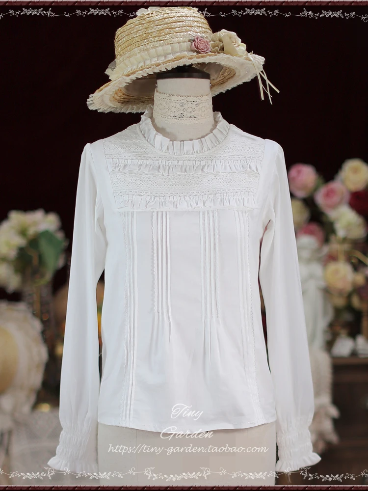 Рубашка женская шифоновая с длинным рукавом круглым вырезом и шнуровкой