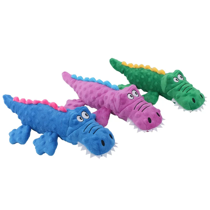 

Pets Plush Squeaky Dog Toys for Small Dogs Cartoon Crocodile Shaped Chew Cleaning Teeth Toy Puppy Training Interactive Supplies
