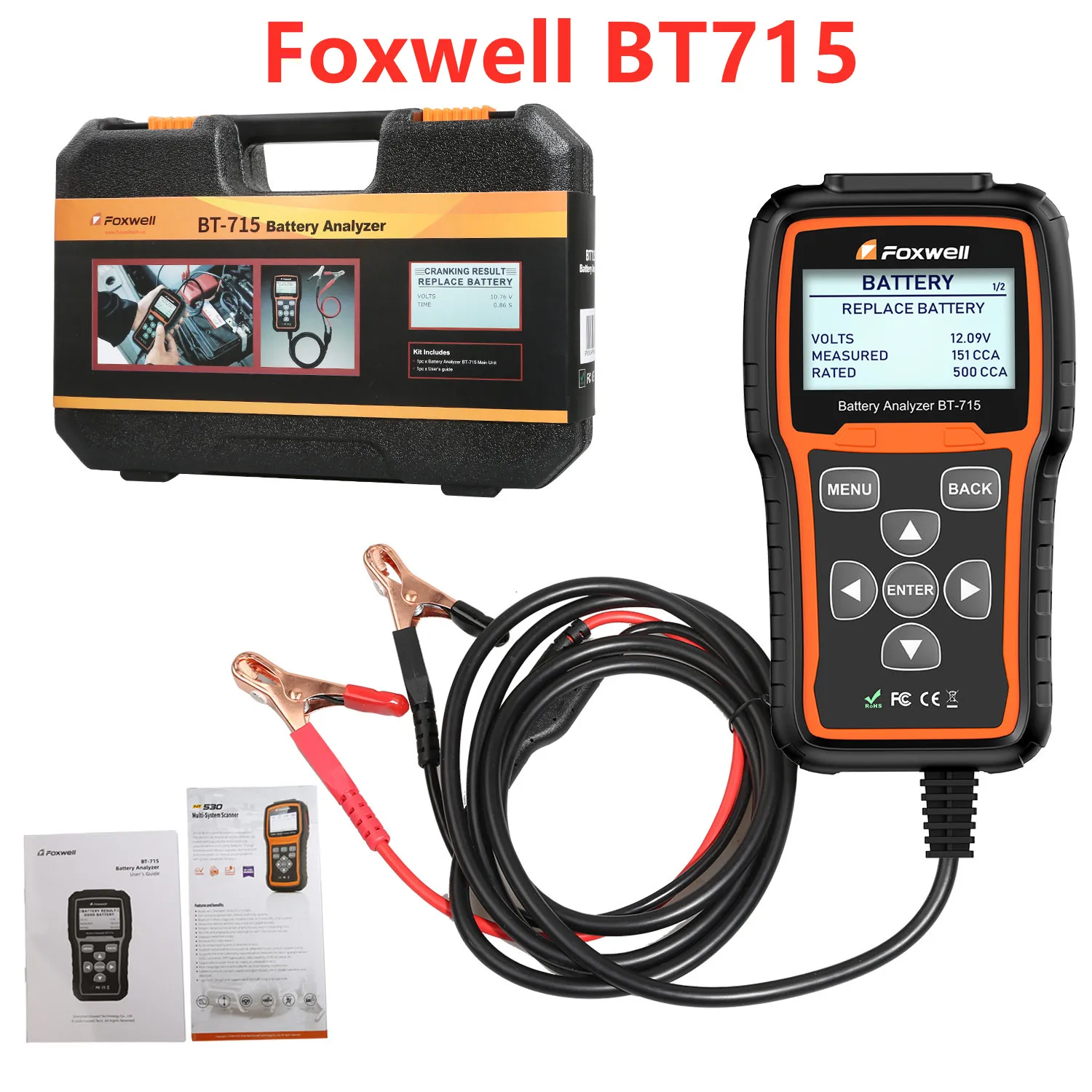 

Foxwell BT715 A+ Car Battery Analyzer 12V & 24V AGM / EFB Flat Plate Battery Tester BT715 Multi-Language Replaced Foxwell BT-705