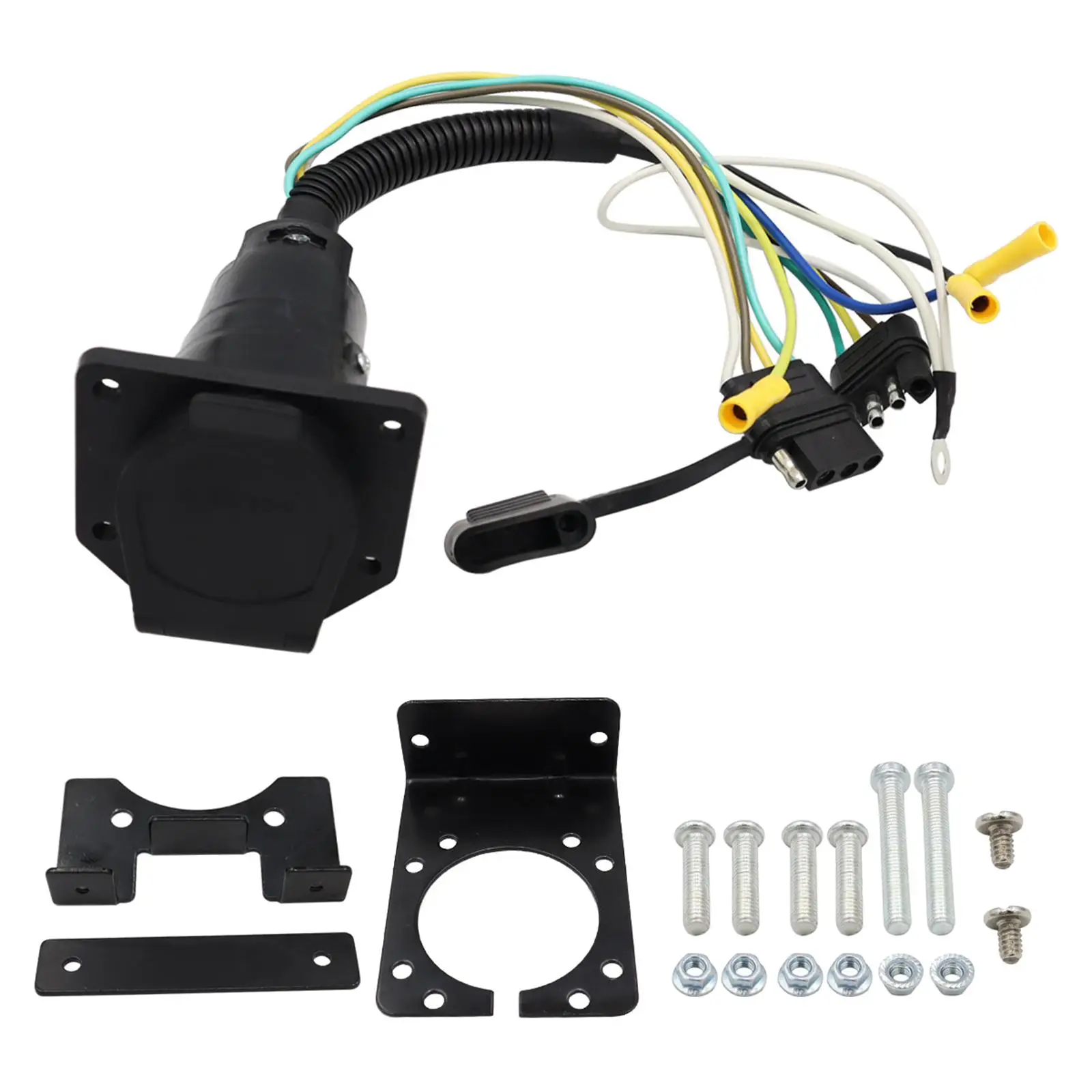 

4-Way Flat to 7-Way RV Blade Adapter Connector Kit RV Trailer Adapter Plug for Trailer