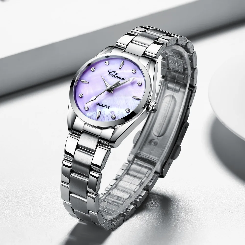 Women Watches Rhinestone Diamond Shell Dial Clock Quartz Wristwatches Ladies Top Luxury Brand Fashion Watch Steel Strip Female