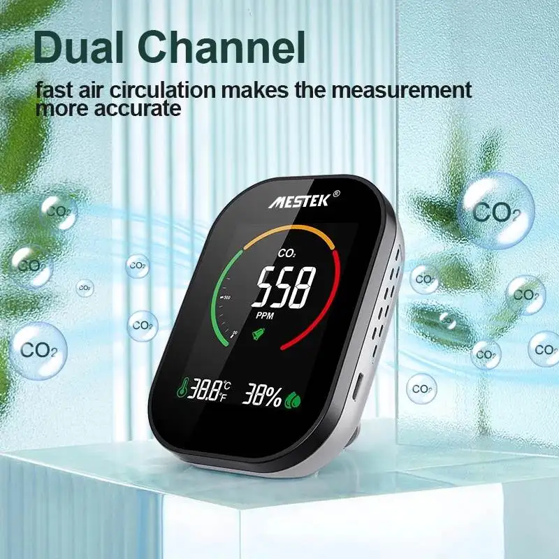 

MESTEK CGD02 Multifunctional 5 In1 CO2 Tester 400-5000PPM Gas Detector Temperature Humidity Sensor Tester Air Quality Monitor