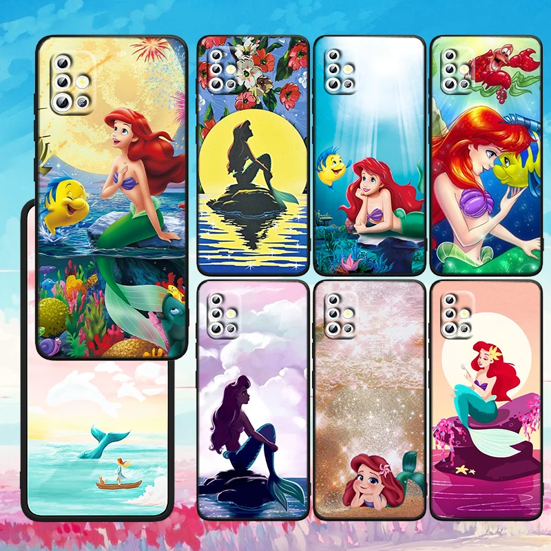 

Mermaid Disney Princess For Samsung A23 A50 A30 A73 A71 A53 A52 A51 A33 A32 A22 A03S A03 A02S A31 5G Black Soft Phone Case