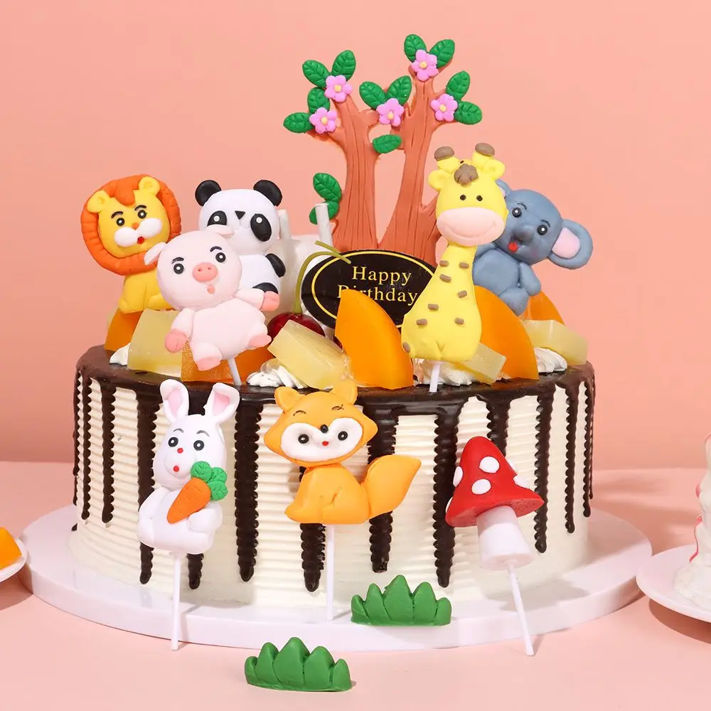 

Elephant Baby Showers Resin Birthday Party Supplies Cake Toppers Safari Jungle 3D Cake Decoration Cupcake Topper Picks