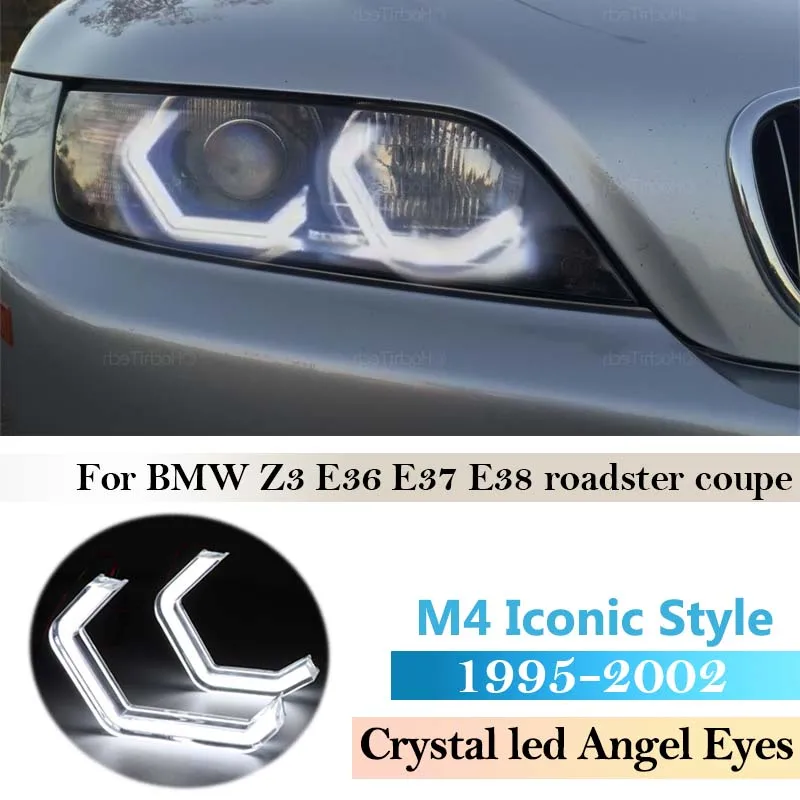 

For BMW Z3 E37 E38 E36 Roadster Coupe 1995 ~ 2002 Car Accessories LED Crystal Angel Eye Kit M4 Iconic Style White Daytime Light