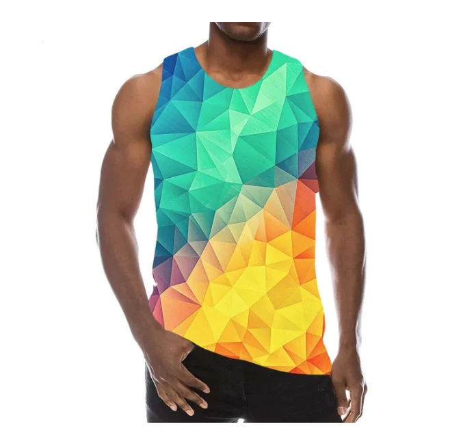 

New 3D Printing Funny Summer Rainbow Graphic Tank Top Fashion Men Women Tracksuits Crewneck Hip Hop Vest Size S-7XL