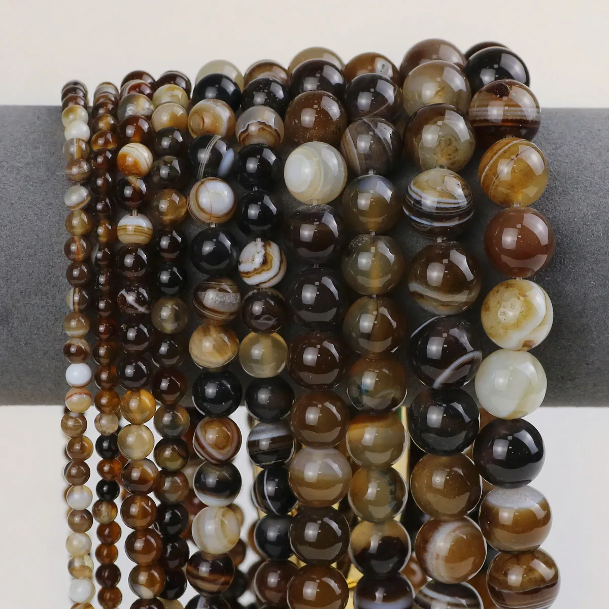 Натуральный камень серый полосатый сердолик круглые свободные бусины 4/6/8/10/12 мм