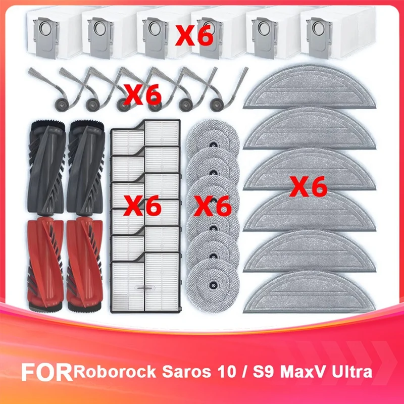 

FYBL-совместимые с Roborock Saros 10/S9 Maxv Ultra запасные части, аксессуары, основная боковая щетка, фильтр Hepa, швабра, тканевый мешок для пыли